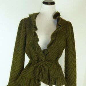 Zara Ruffles Jacket blazer olive brown M